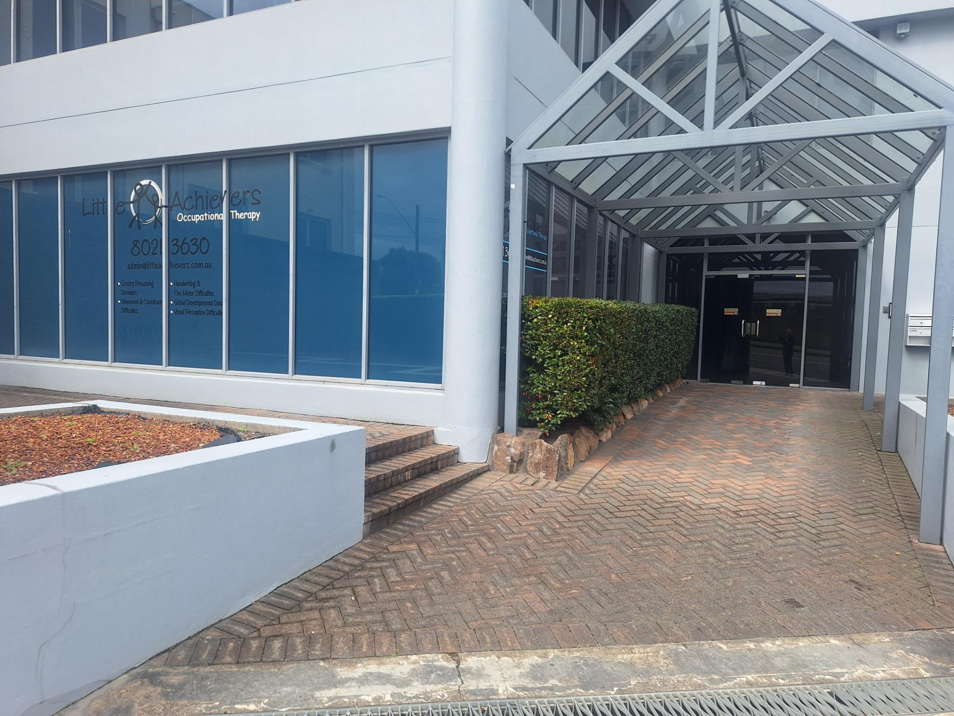 Little Achievers signage on the Forest Road building housing the Hurstville clinic